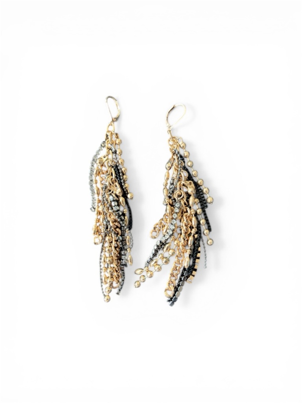 paparazzi Gold and Black Multi-Chain Tassel Earrings